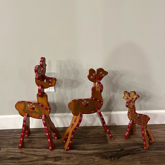 Hand Crafted Other - Vintage Handmade and painted 3 pc. Reindeer family.